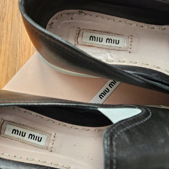 Miu Miu Crystal Cap-Toe Leather Sneaker - Picture 5 of 13